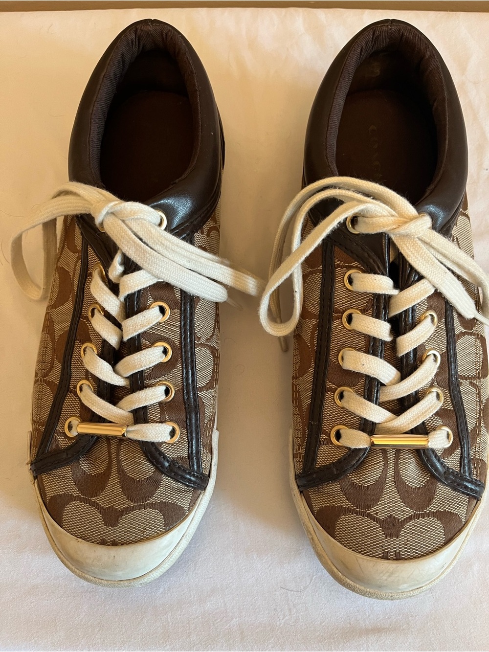 Coach White Sole Sneakers with Pink Accent